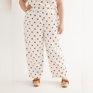 New With Tag Penningtons Size 5X Dotted Linen Blend Wide-Leg‎ Pull-On Pant